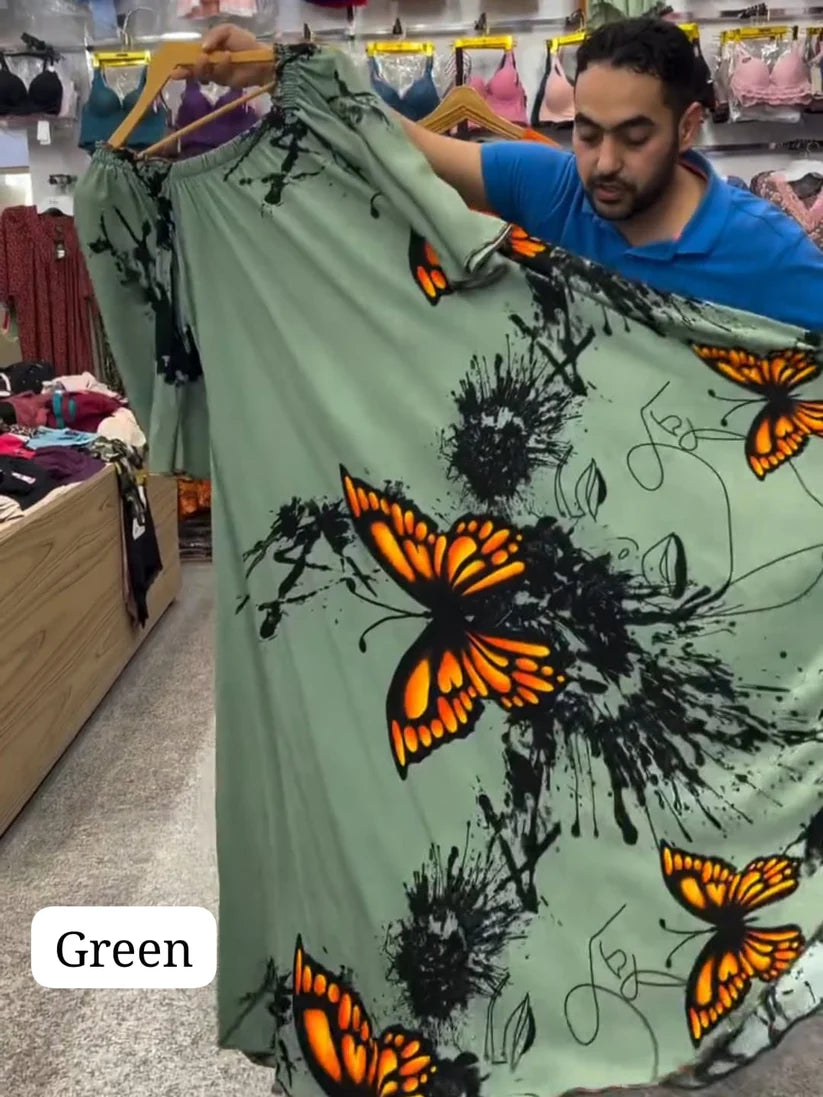 CH # 554 Bea's Butterfly Printed A-Line Long Frock