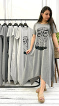 CH-549 A line long loose causal summer tee
