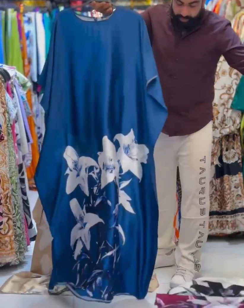 CH-551 Silk Flowly Kaftaan Dress