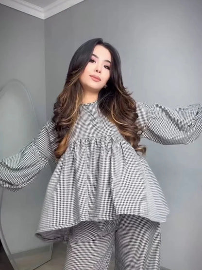 CH-552 Bea's Classic Checkered Cotton Co-ord Set