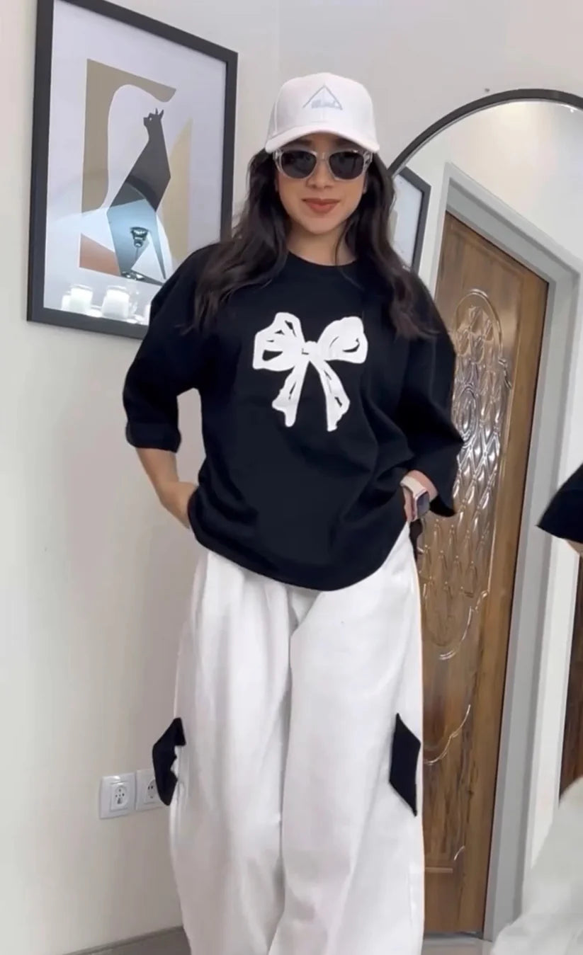 CH-559 Printed Drop-Shoulder Tee Trouser Pant Co Ord Set