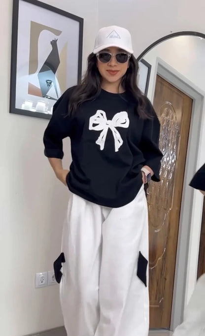 CH-559 Printed Drop-Shoulder Tee Trouser Pant Co Ord Set