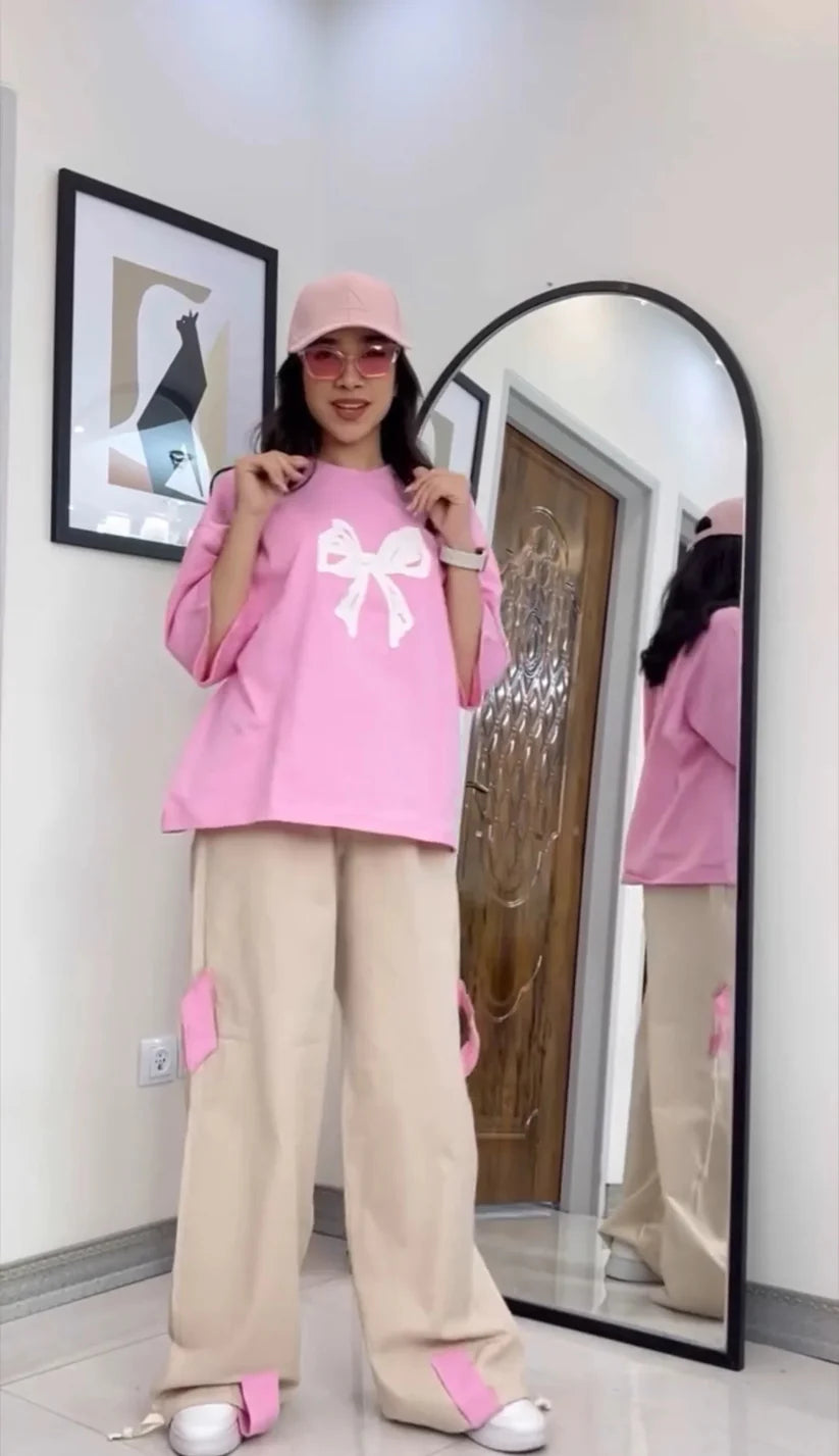 CH-559 Printed Drop-Shoulder Tee Trouser Pant Co Ord Set