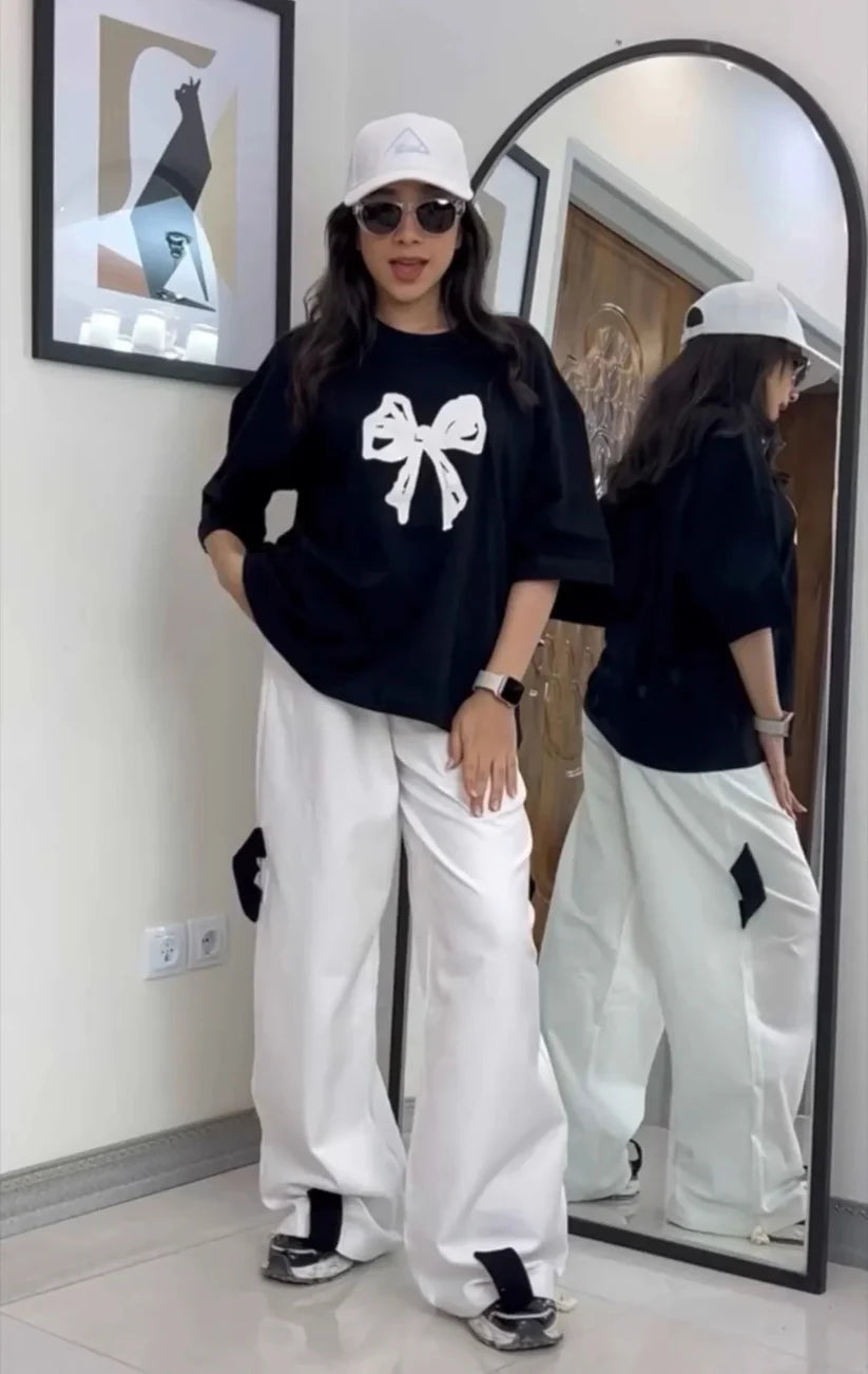 CH-559 Printed Drop-Shoulder Tee Trouser Pant Co Ord Set