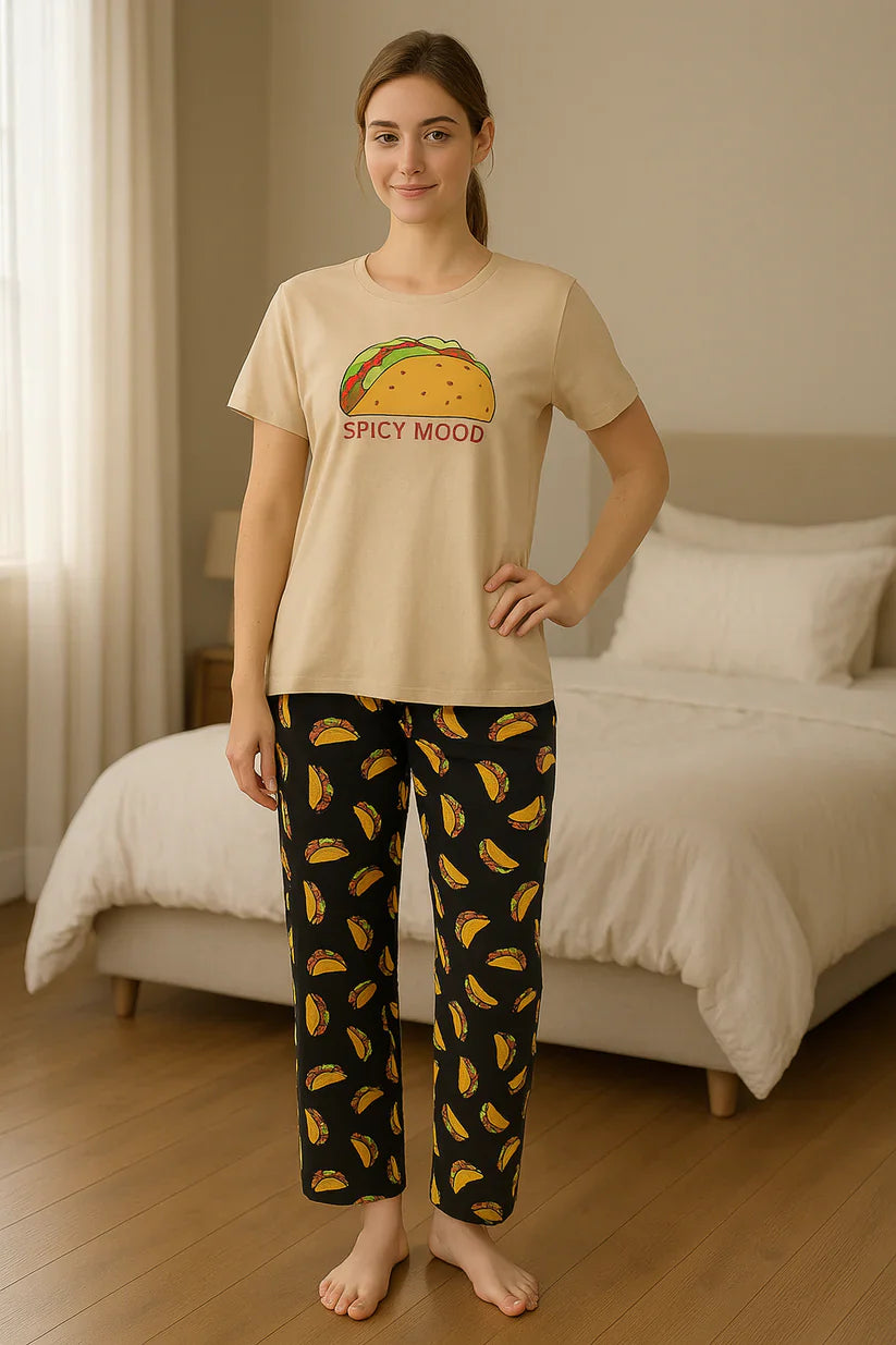 CH-568 - 2Pcs Printed Night Wear Co-Ord Set