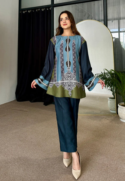 Emerald Elegance Pashmina Kurta Set (D-07)