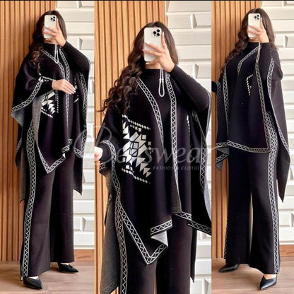 BEA'S READY TO WEAR WINTER 3 PIECE FLEECE SUIT CAPE SHAWL HIGH NECK & TROUSER CH # 370