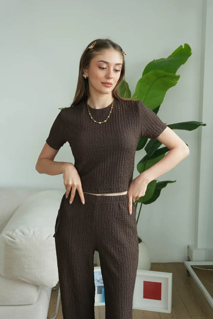 ✓CH-629| BEA'S| Quiet Luxury Textured Co-Ord
