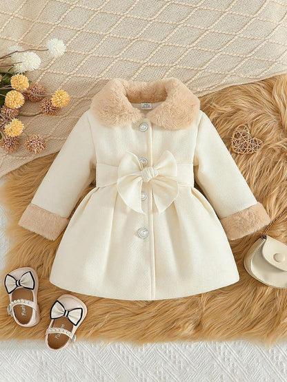 KIDS-24 BEA'S Blocking Collar Bow Decor Jacket