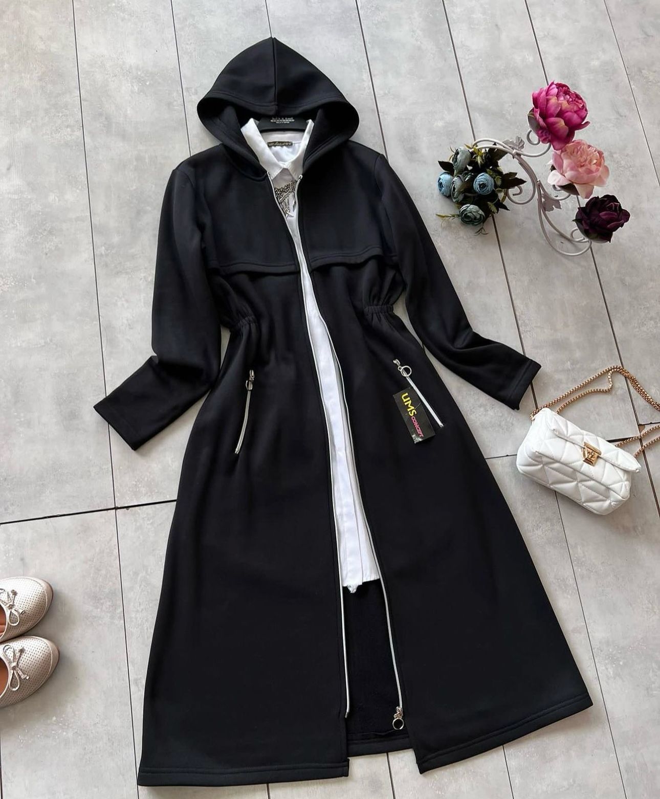 LY-25 Bea's Oversize Long Hooded Fleece Upper Coat