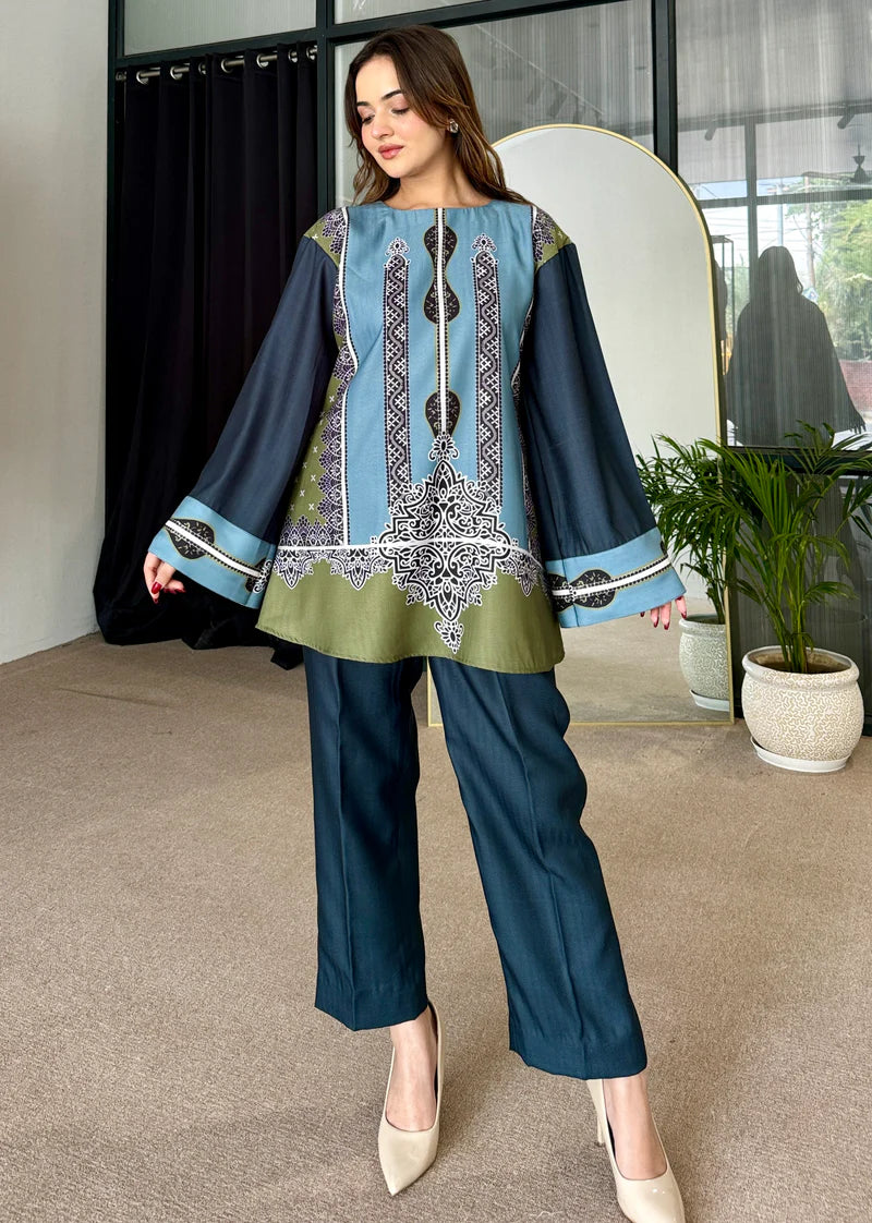 Emerald Elegance Pashmina Kurta Set (D-07)