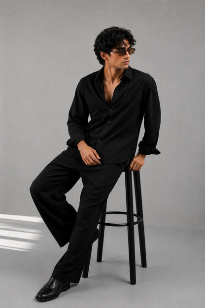 BS-BLK-001 |BEA'S| Premium Black Textured T-Shirt