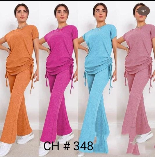 CH # 348 Premium Comfort Half Sleeves Shirt With Side Stings And Luxurious Trouser In Jersey Cotton Fabric