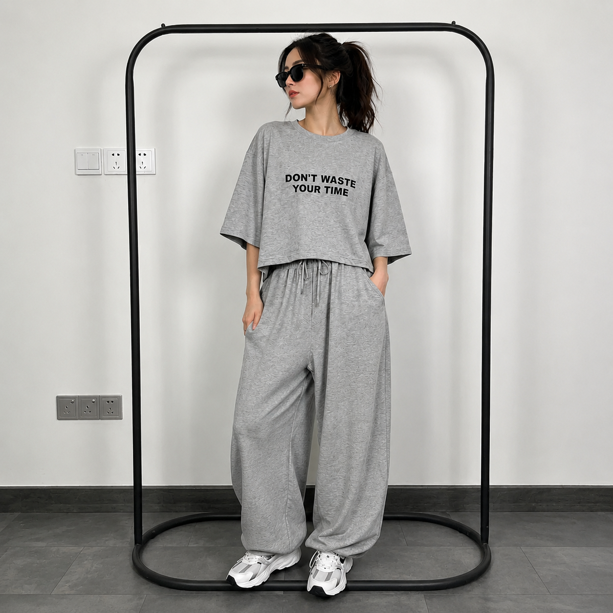 CH-6058 BEAS Oversized Short Tee & Trouser Set