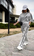 CH#440 BEA'S Sides Button Style T-Shirt And Jogger Pant
