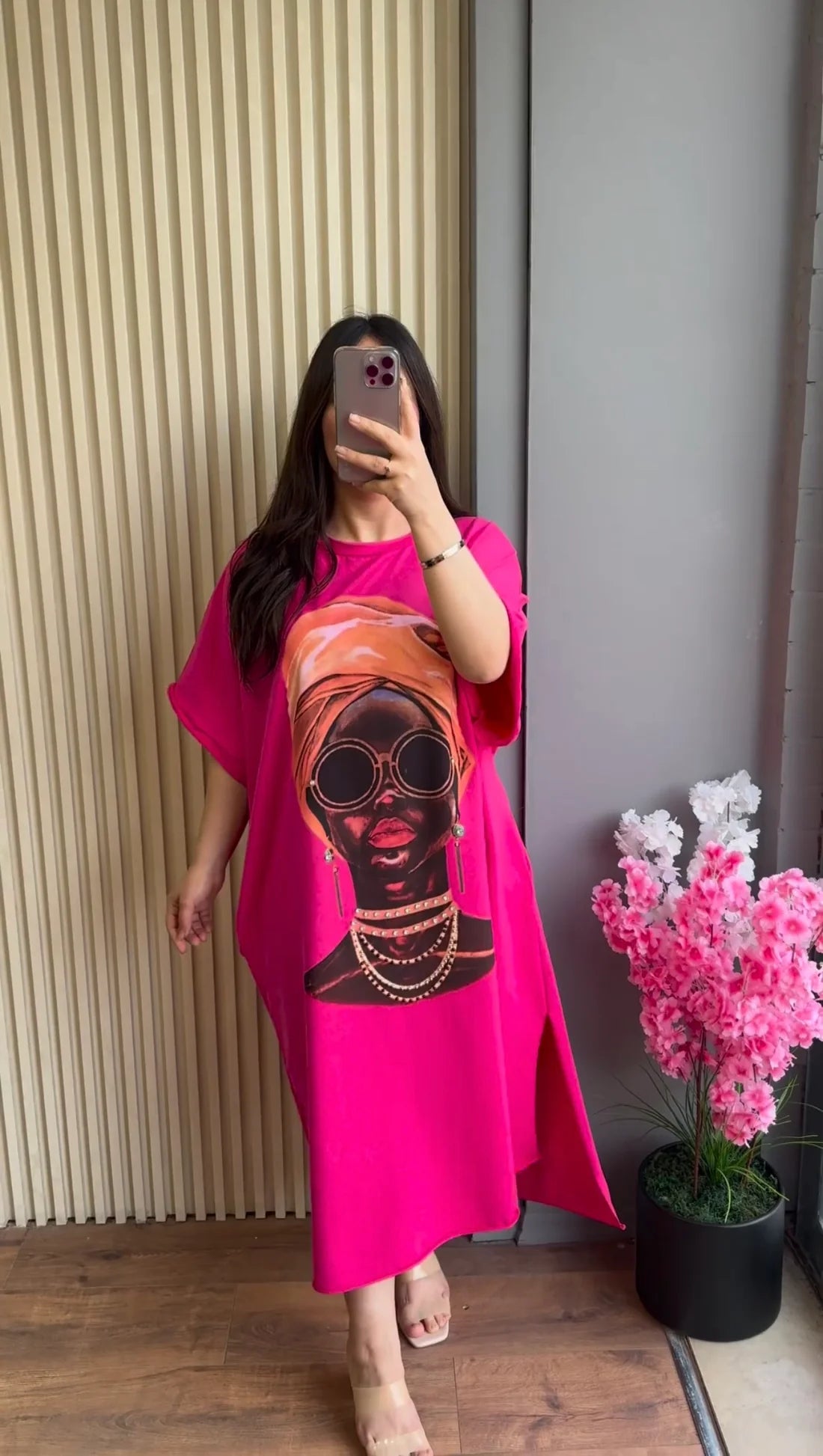 CH-457 BEA'S Drop Shoulder Printed Long Top