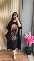 CH-457 BEA'S Drop Shoulder Printed Long Top