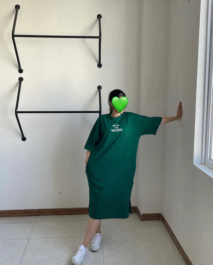 Ch # 461 BEA'S No Time For Fake People Drop Shoulder Long Top Tee