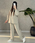 CH-322 WINTER SIDE POCKET 2 PIECES FLEECE DRESS
