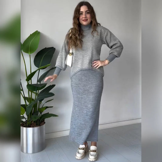 CH 497 beaswear Stripes Printed Stretchable Ribbed Fleece Dress