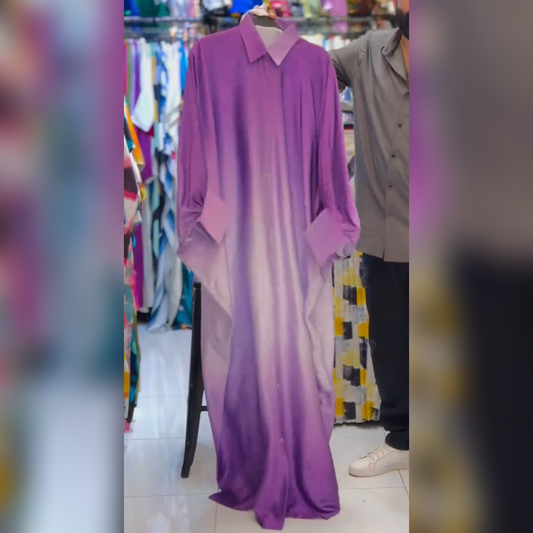 Ch-532 Beaswear Flowy Two-Tone Shaded Long Kaftan
