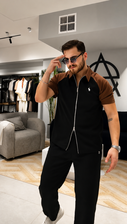 LI-137 |BEA'S| Men's Luxury Contrast Zip Polo Co-Ord Set