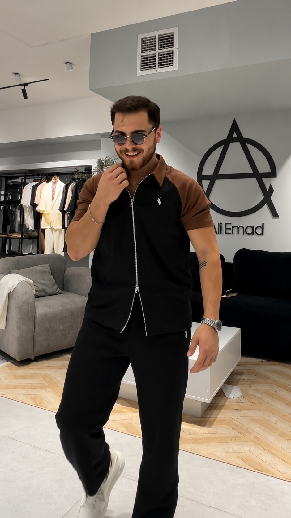 LI-137 |BEA'S| Men's Luxury Contrast Zip Polo Co-Ord Set