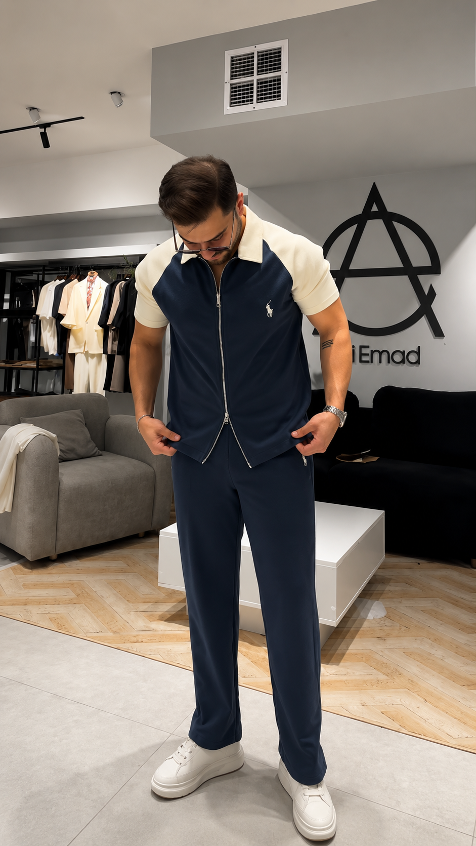 LI-137 |BEA'S| Men's Luxury Contrast Zip Polo Co-Ord Set