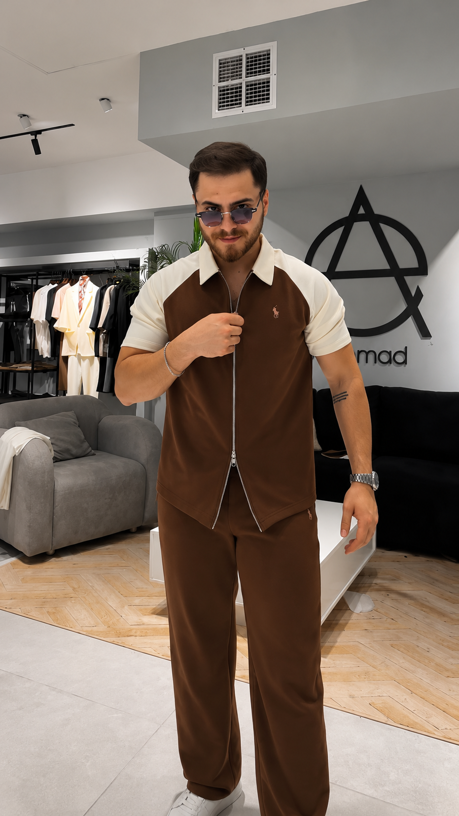 LI-137 |BEA'S| Men's Luxury Contrast Zip Polo Co-Ord Set
