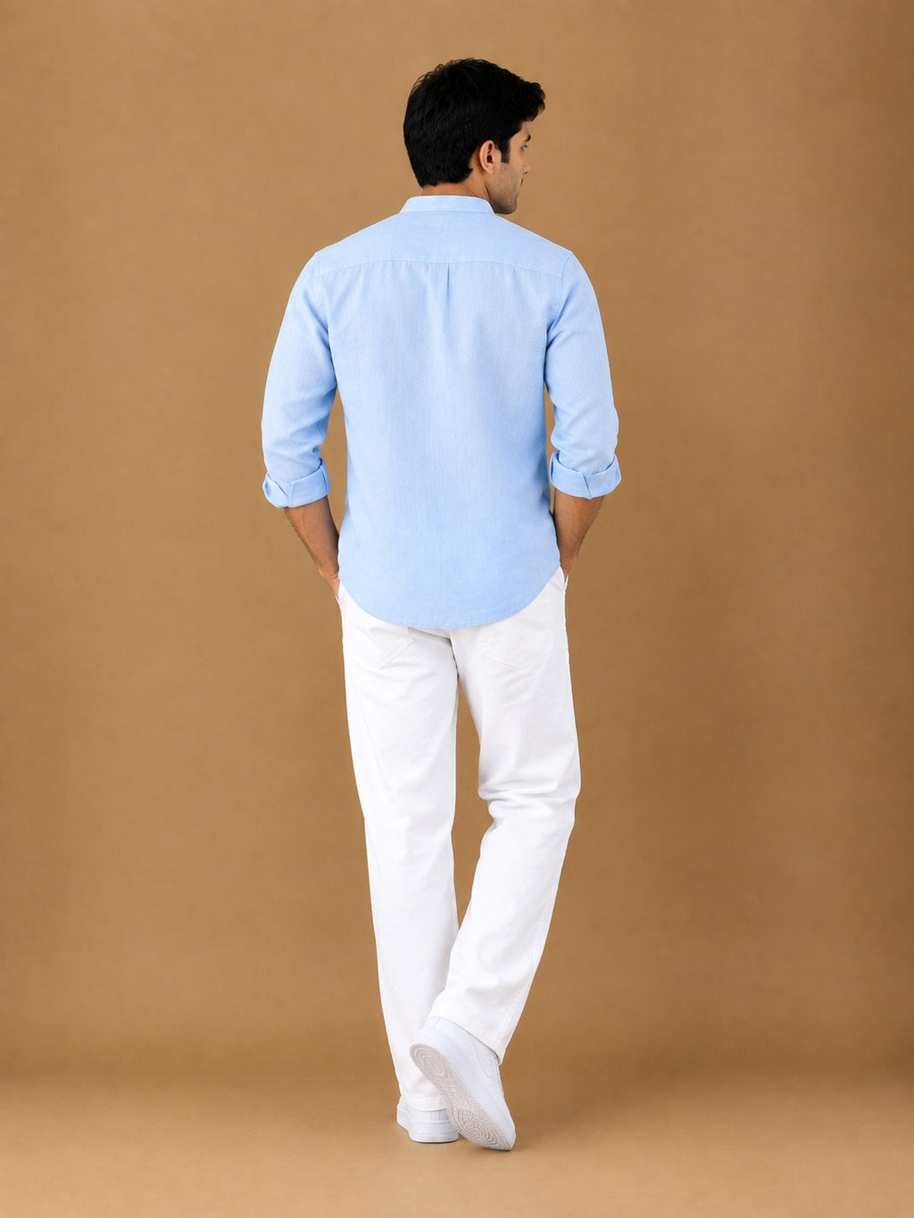LI-165 | BEAS | Sky Linen Band-Collar Co-Ord Set