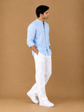 LI-165 | BEAS | Sky Linen Band-Collar Co-Ord Set