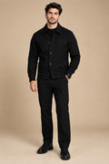LI-172 |BEAS| Black Collar Jacket & Trouser+T-Shirt