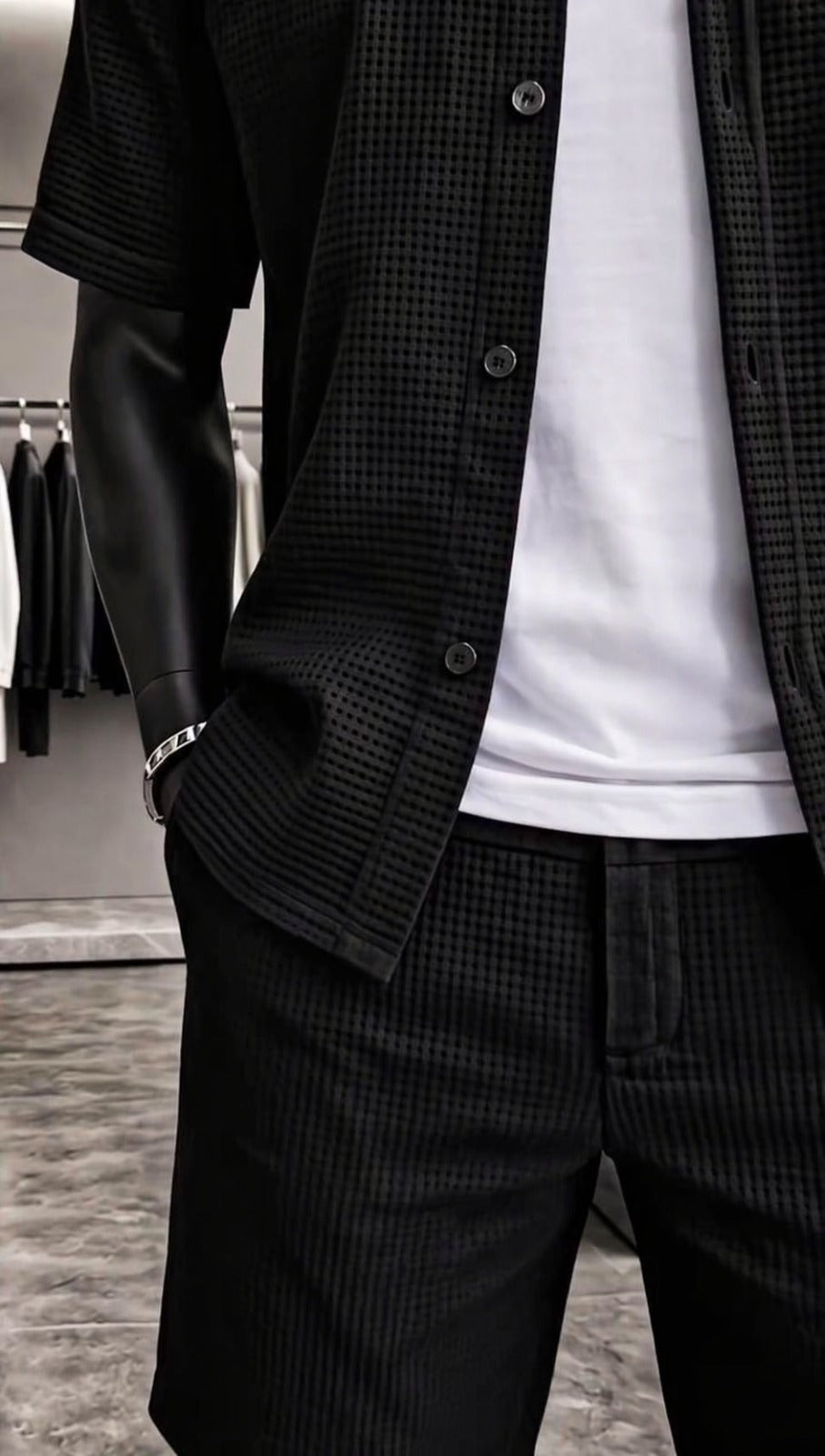 LI-88 BEAS MEN’S ÉLITE GRID TEXTURE SET – MODERN SUMMER CO-ORD