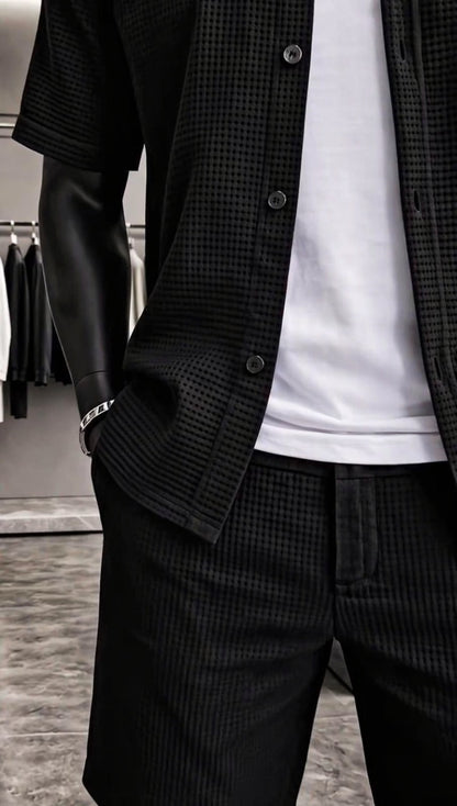 LI-88 BEAS MEN’S ÉLITE GRID TEXTURE SET – MODERN SUMMER CO-ORD