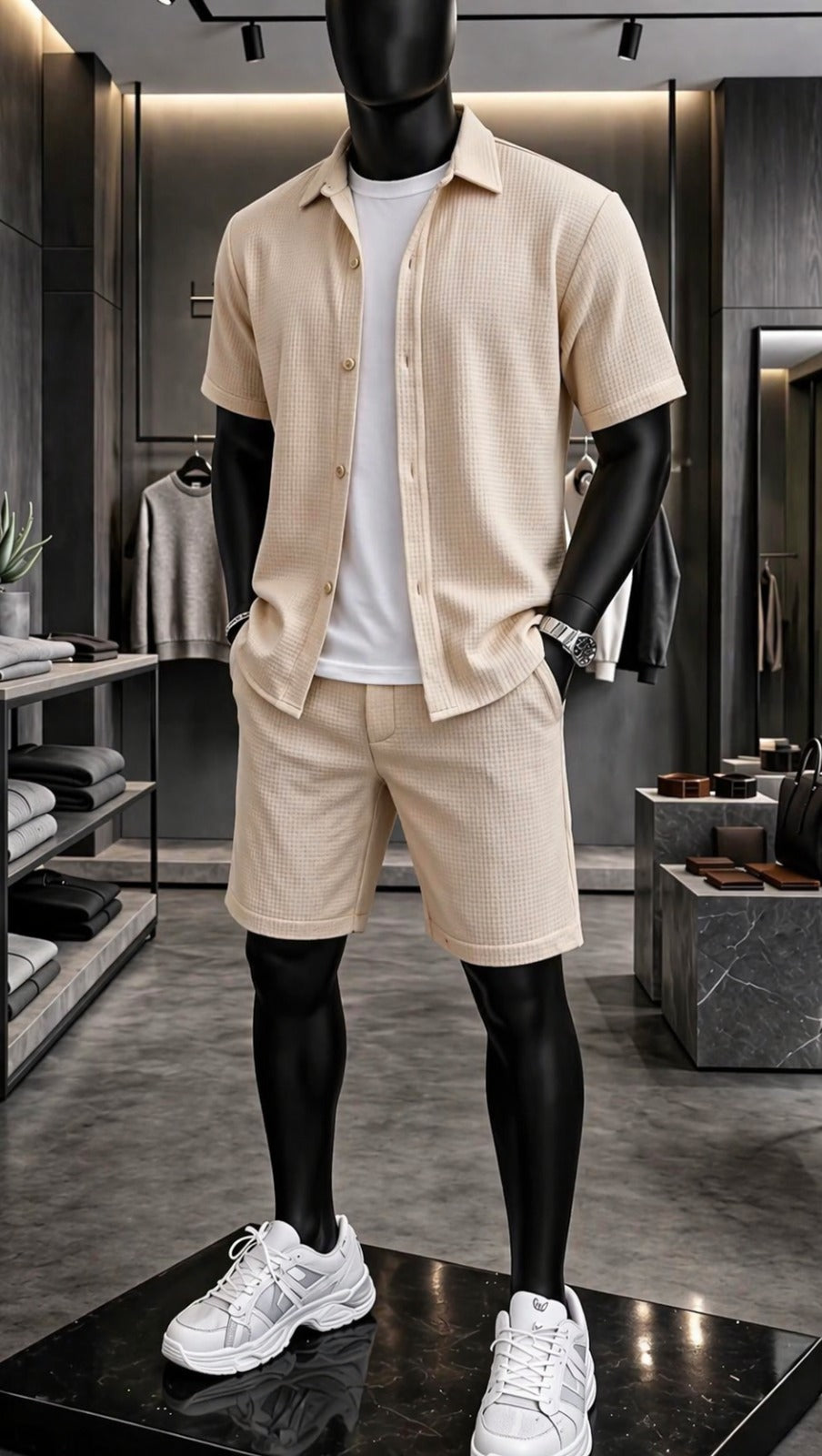 LI-88 BEAS MEN’S ÉLITE GRID TEXTURE SET – MODERN SUMMER CO-ORD