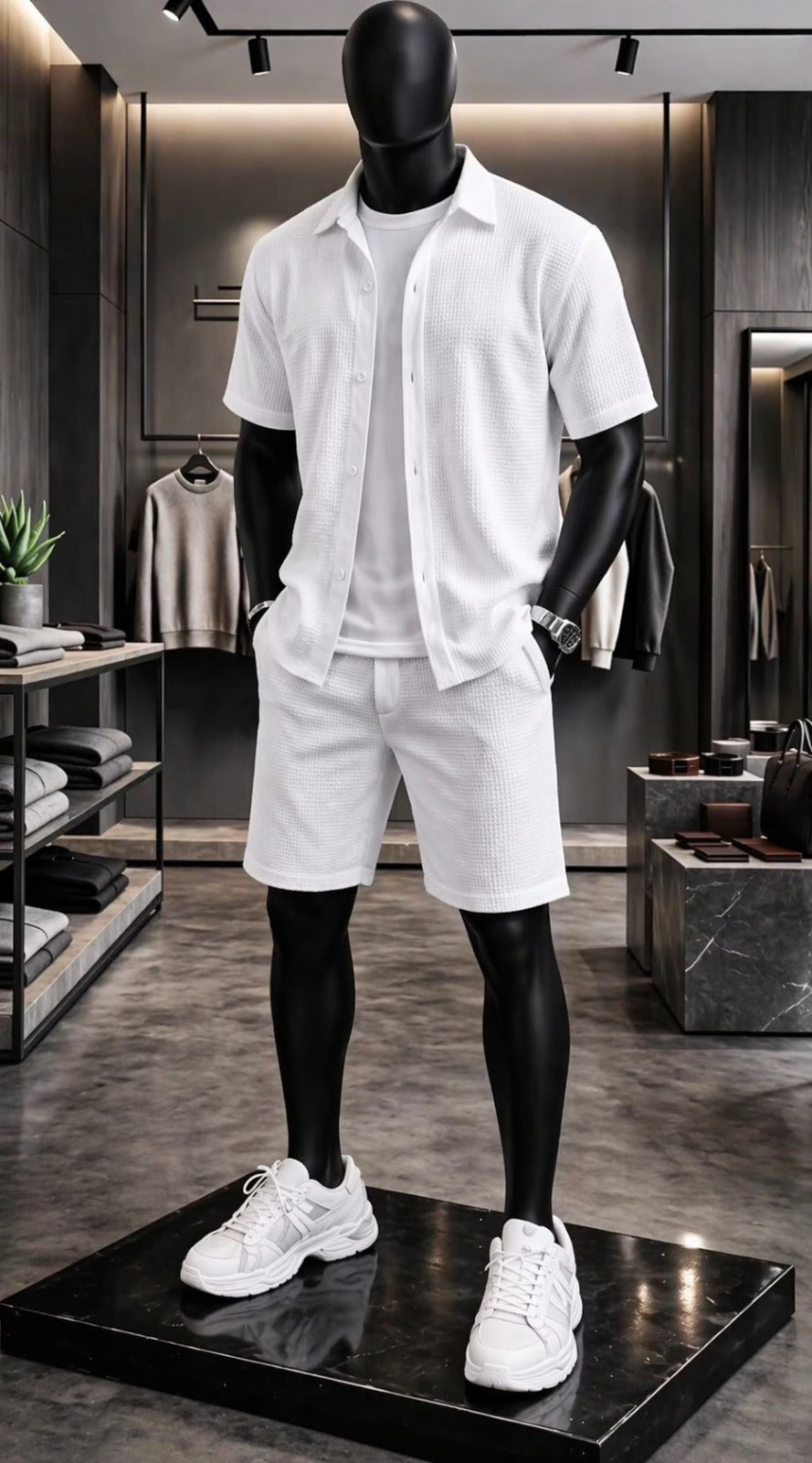 LI-88 BEAS MEN’S ÉLITE GRID TEXTURE SET – MODERN SUMMER CO-ORD