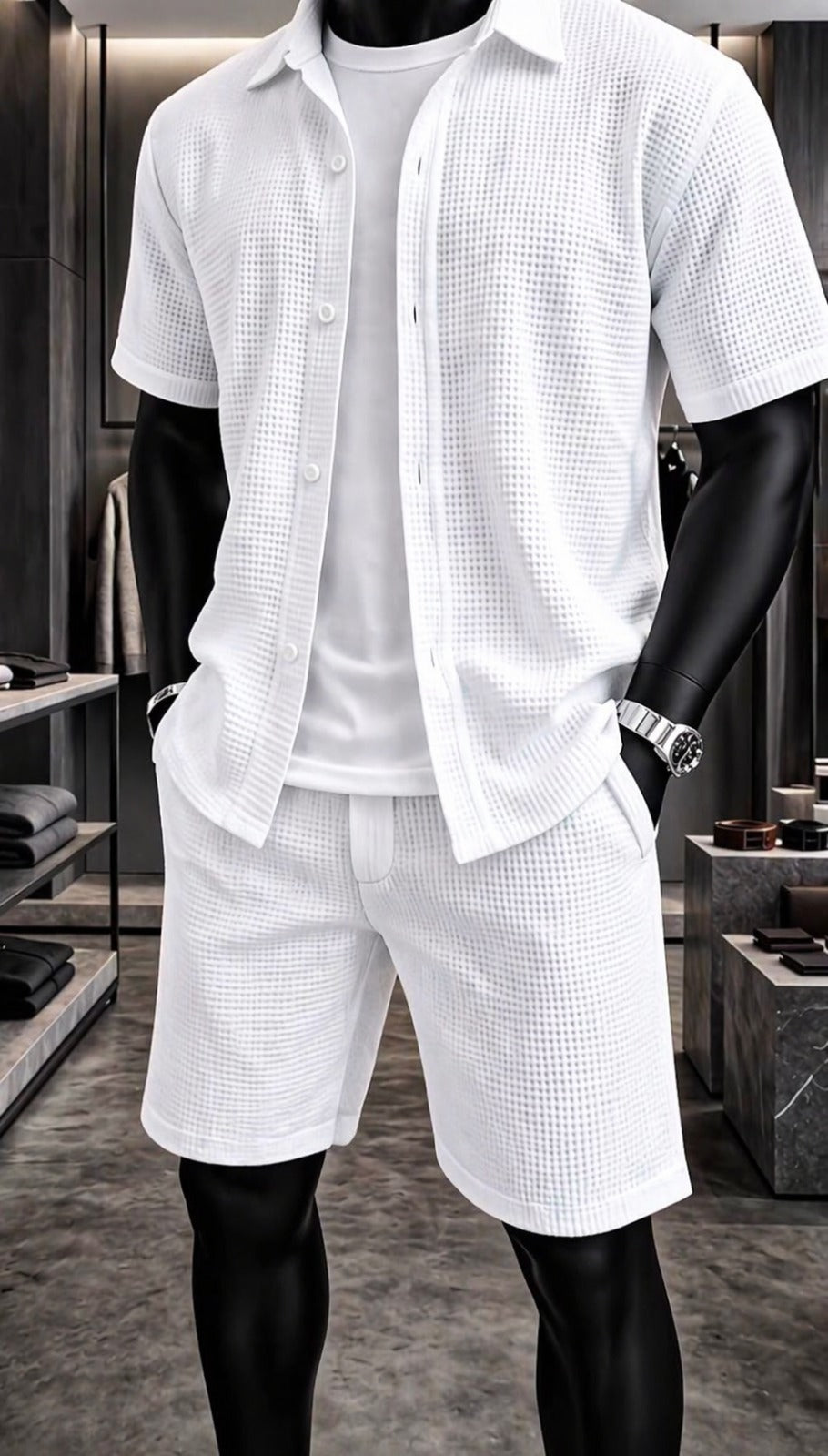 LI-88 BEAS MEN’S ÉLITE GRID TEXTURE SET – MODERN SUMMER CO-ORD