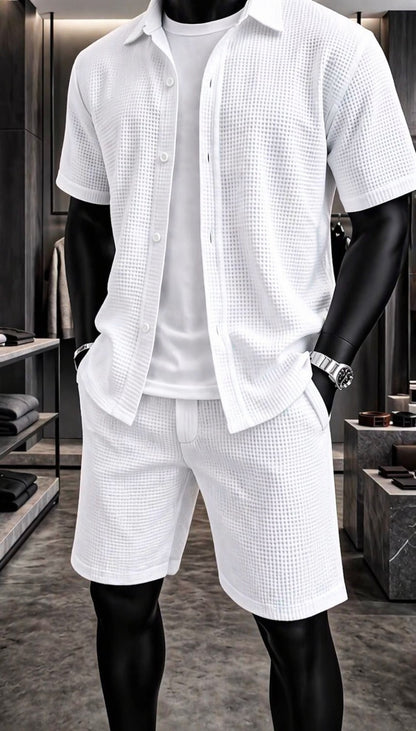 LI-88 BEAS MEN’S ÉLITE GRID TEXTURE SET – MODERN SUMMER CO-ORD