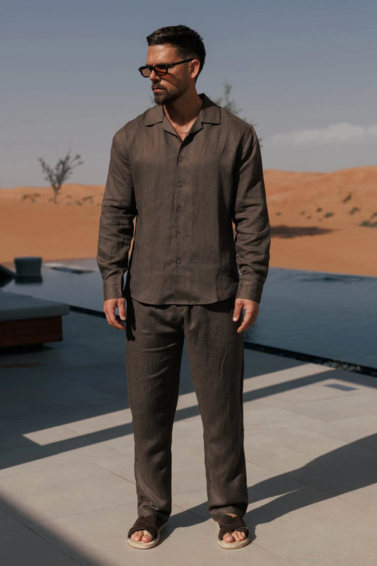 LI-93 | BEAS | Obsidian Sand Luxe Linen Co-Ord Ensemble