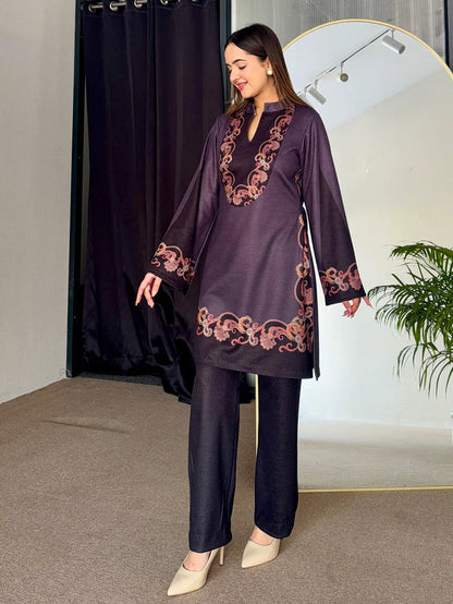 Midnight Mirage Woollen Kurta Set (D-09)