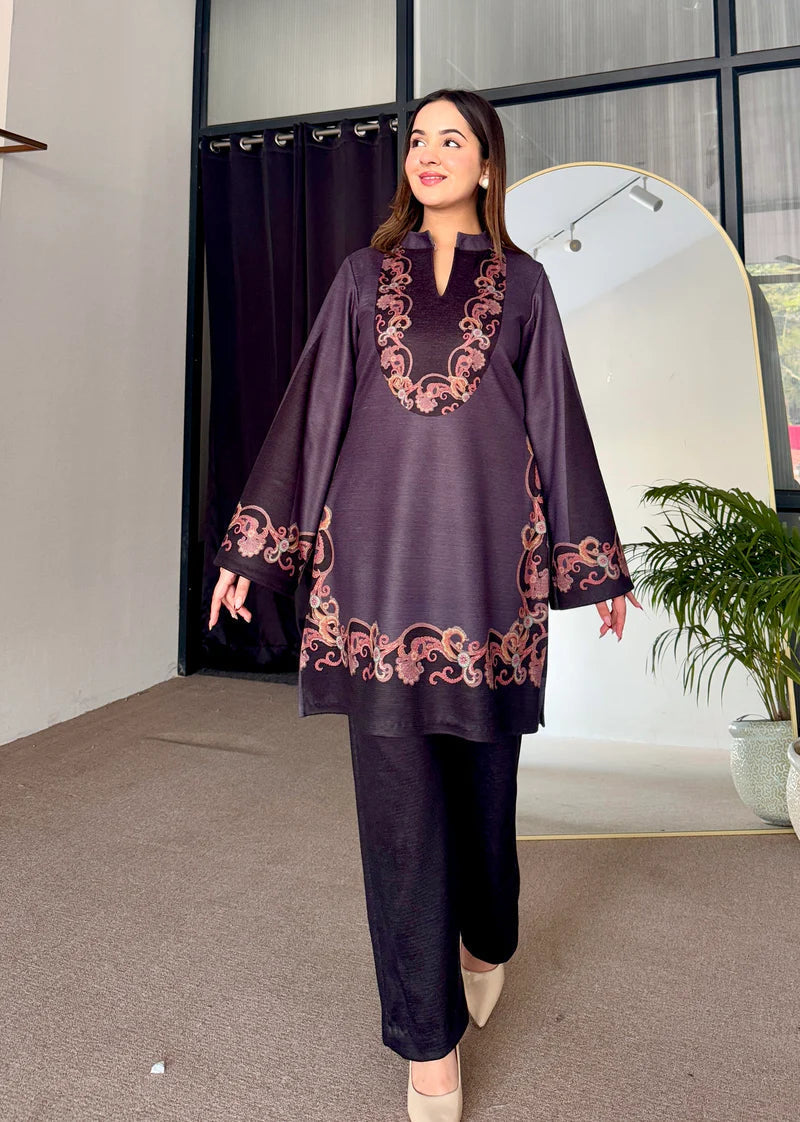 Midnight Mirage Woollen Kurta Set (D-09)