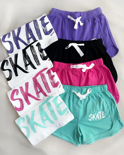 CH#444 Spring Vibes Colorful Skate Printed Top & Boxer Set