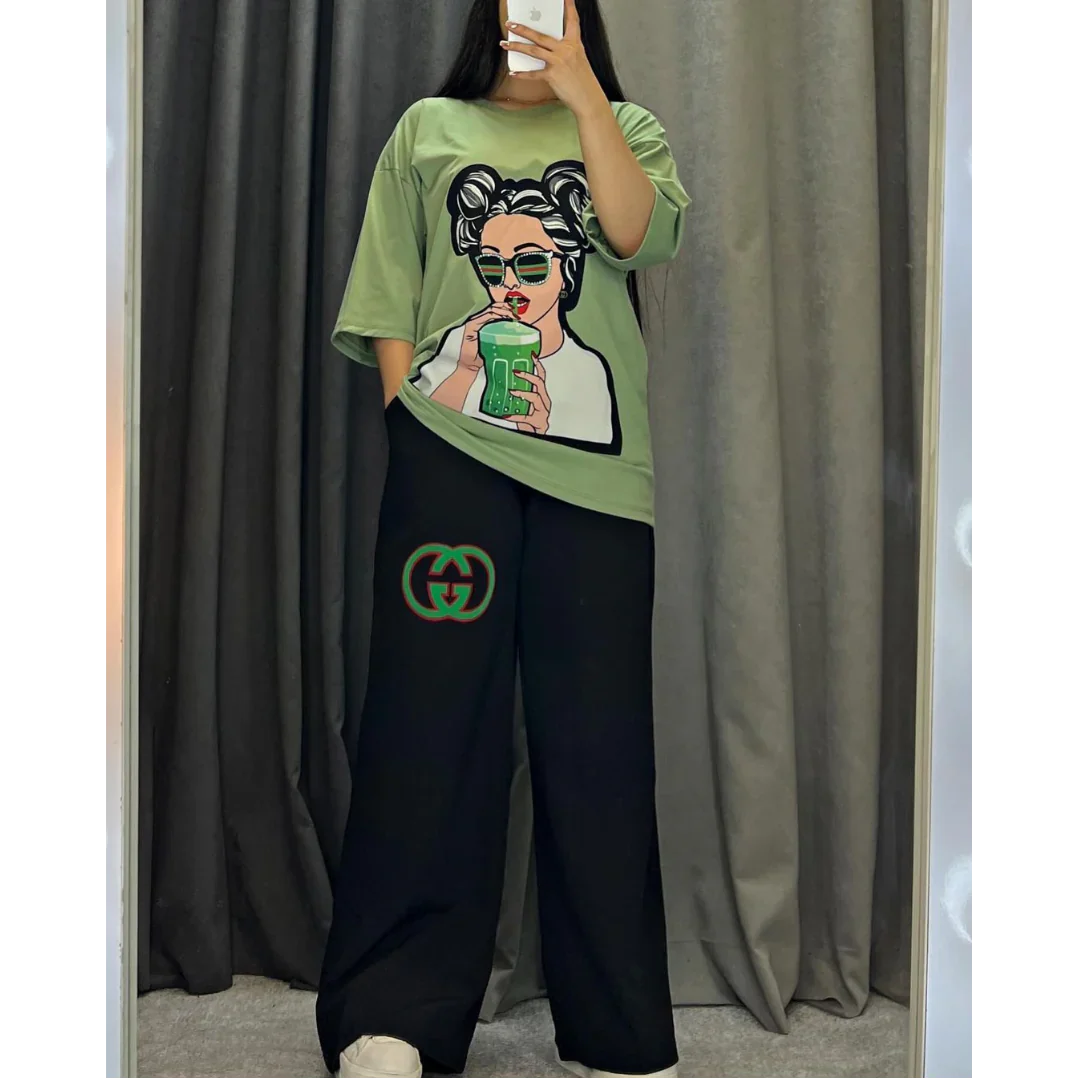 CH 436 Printed Drop-Shoulder Tee Trousers (Print 4)