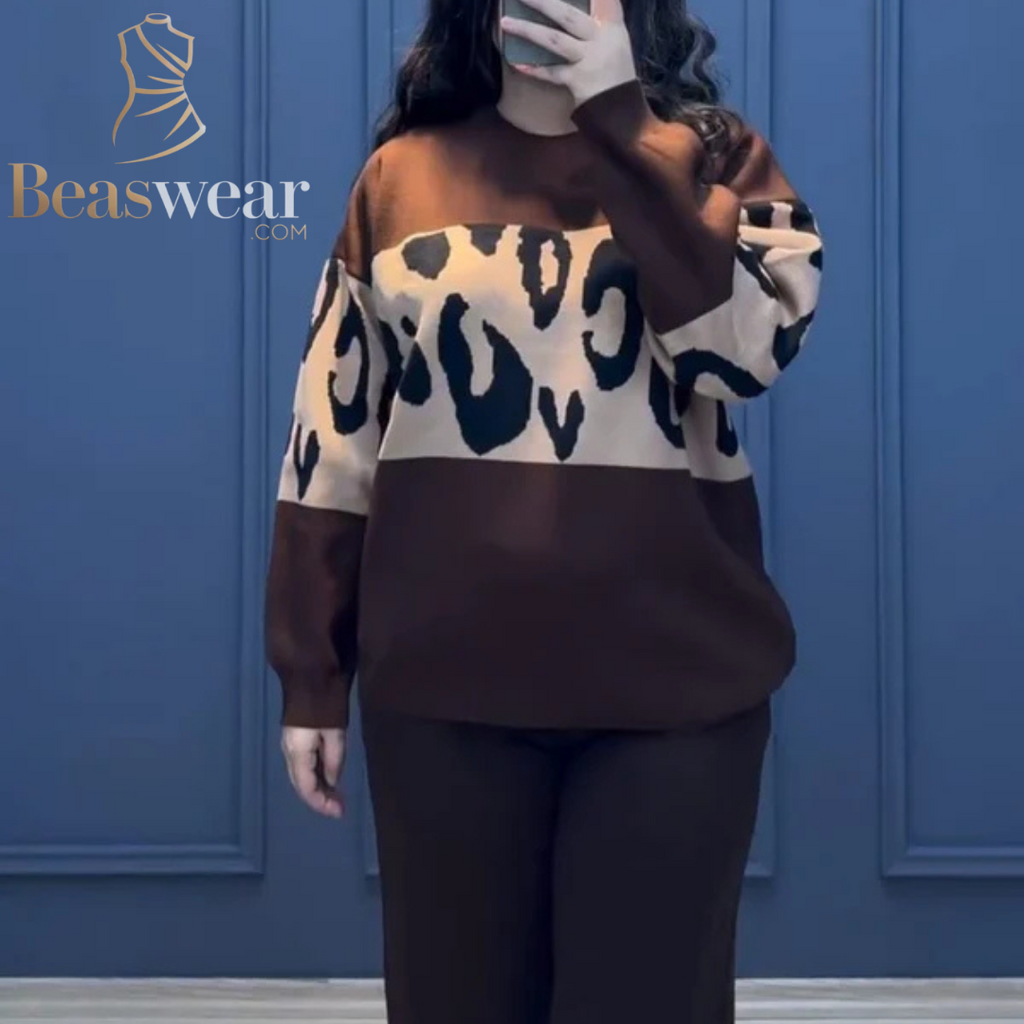 CH # 526 BEA'S 2 Pcs Wild Printed Fleece Co ord Set