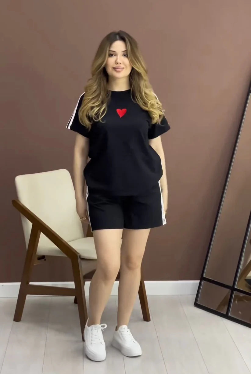 Bea's  Stripes Short & T-Shirt Lounge Set CH 432