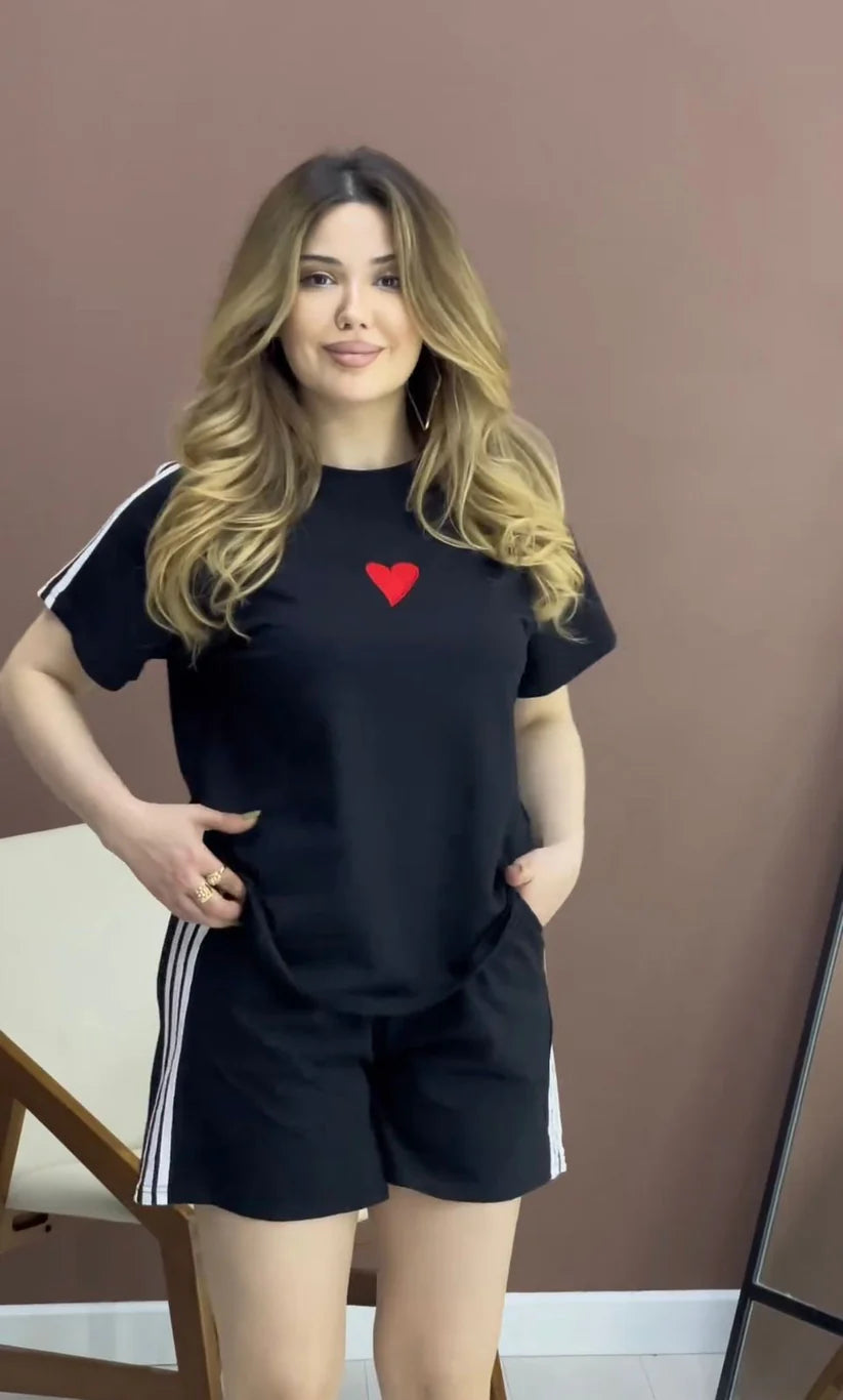 Bea's  Stripes Short & T-Shirt Lounge Set CH 432