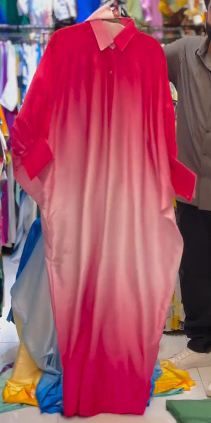 Ch-532 Beaswear Flowy Two-Tone Shaded Long Kaftan