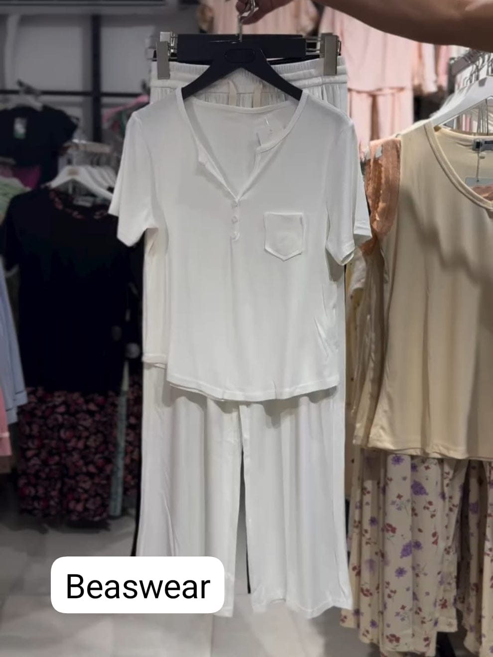 CH-538 Beaswear 2 pc button casual top with straight trouser