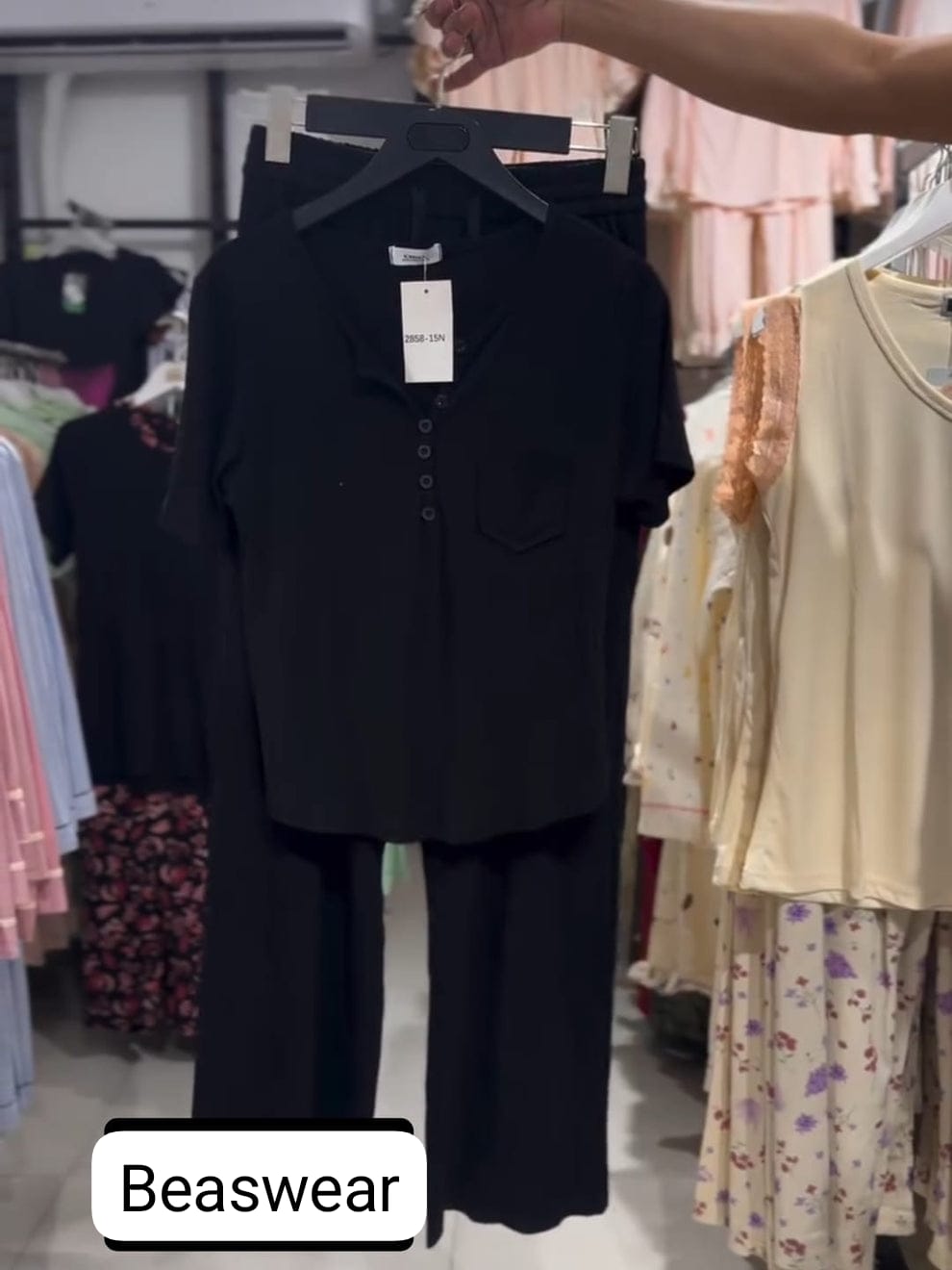 CH-538 Beaswear 2 pc button casual top with straight trouser