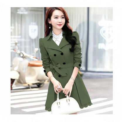 C-2 Soft Knit Trench-Style Coat with Plaid-Lined Hood